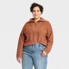 Women's Plus Size Mock Turtleneck Quarter Zip Pullover Sweater - Universal Thread Rust