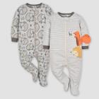 Gerber Baby 2pk Zip-front Hedgehog Sleep N' Play - Gray