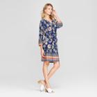 Target Women's Floral Print Tie Waist Dress - Lux Ii - Navy/rust