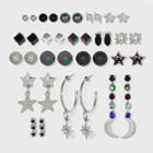 Star And Moon Hoop And Stud Earring Set 18pc - Wild Fable ,