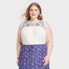 Women's Plus Size Embroidered Tank Top - Knox Rose Ivory