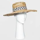 Women's Wide Brim Straw Boater Hat With Guitar Strap Band - Universal Thread Natural, Brown