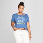 Modern Lux Women's Plus Size Short Sleeve Save Water Drink Mojitos Clavicle Cut - Out Graphic T-shirt - Modern