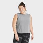 Women's Plus Size Cropped Tank Top - All In Motion Heathered Black