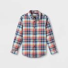 Boys' Flannel Button-down Long Sleeve Shirt - Cat & Jack Blue/red