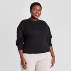 Women's Plus Size Fleece Sweatshirt - A New Day Black