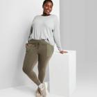 Women's Plus Size High-waisted Slim Jogger Pants - Wild Fable Olive