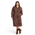 Women's Plus Size Paisley Print Long Sleeve Belted Shirtdress - Nili Lotan X Target Brown