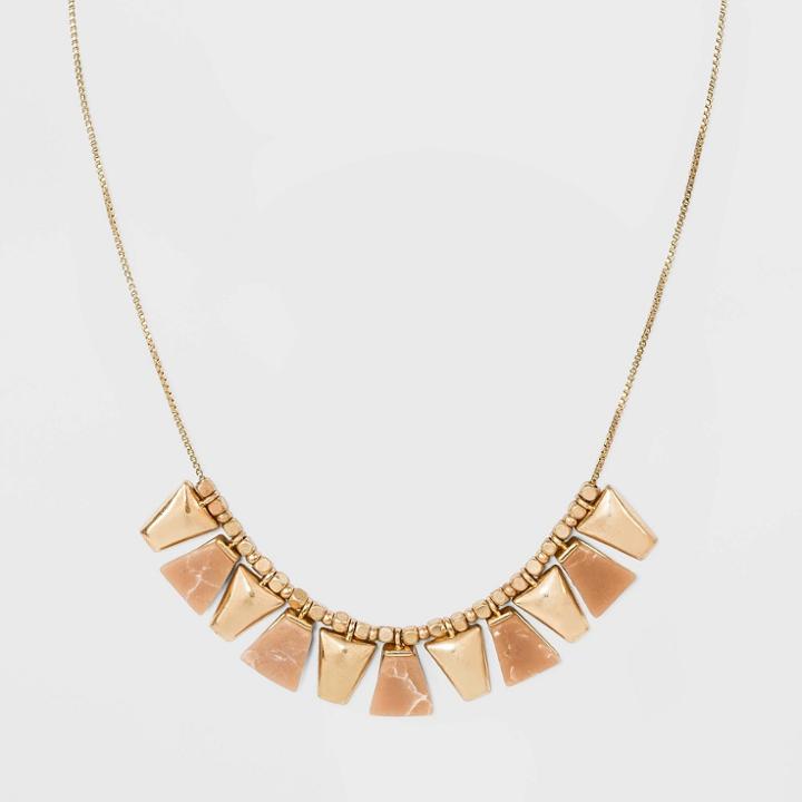 Semi-precious Sunstone With Worn Gold And Statement Necklace - Universal Thread Gold