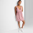 Women's Sleeveless Tie Waist Knit Mineral Dyed Babydoll Dress - Wild Fable Pink