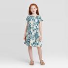 Petitegirls' Short Sleeve Lurex Dress - Art Class Teal