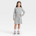 Girls' Long Sleeve Cozy Tie Knot Dress - Art Class Gray