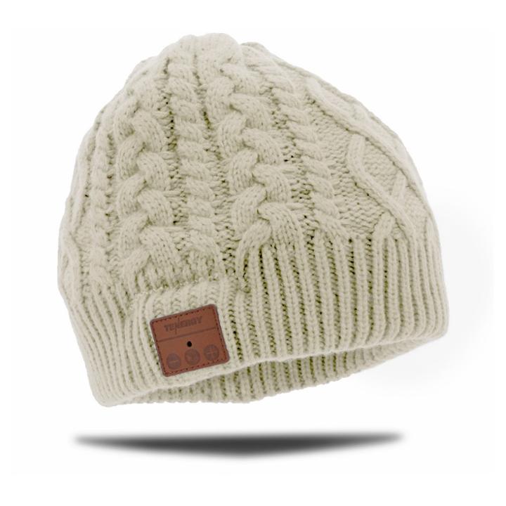 Tenergy Women's Bluetooth Cable Knit Beanie - Cream (ivory)