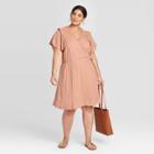 Women's Plus Size Polka Dot Short Sleeve Ruffle Wrap Dress - Universal Thread Pink 1x, Green Pink Blue