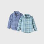 Toddler Boys' Long Sleeve Woven Button-down Shirt - Cat & Jack Blue