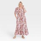 Women's Plus Size Elbow Sleeve Button-front Dress - Knox Rose White Floral