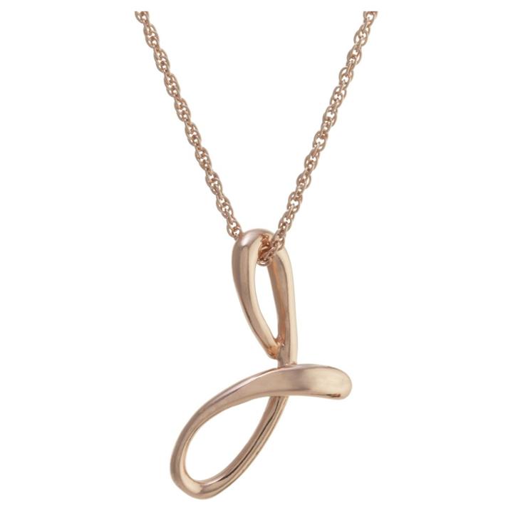 Distributed By Target Women's Rose Gold Over Sterling Silver Cursive Script Initial Pendant - J (18), Rose Gold - J
