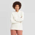Women's Casual Fit Long Sleeve V-neck Hoodie Pullover Sweater - A New Day Cream