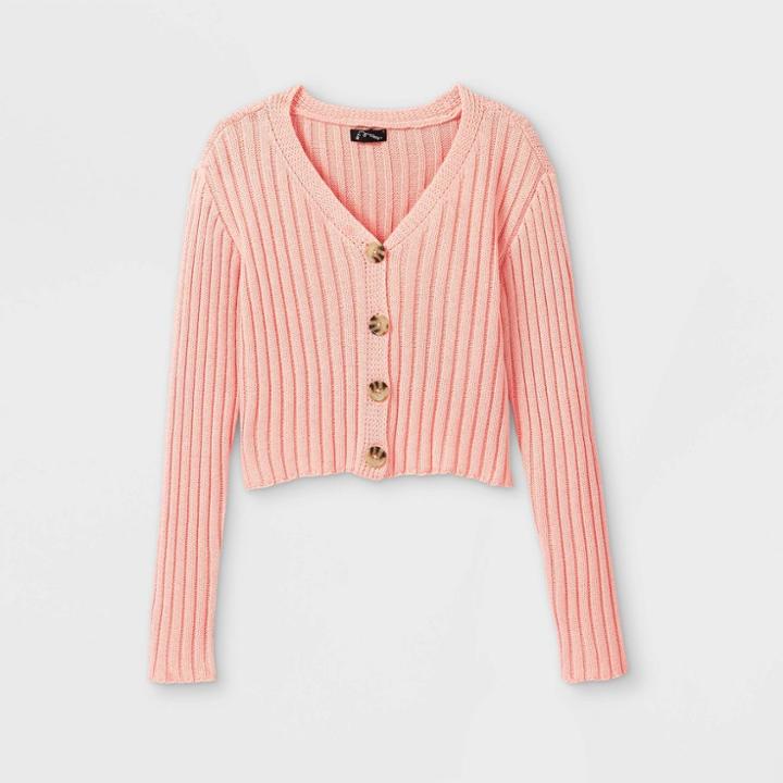 Girls' Cropped Button-front Cardigan - Art Class Pink