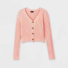 Girls' Cropped Button-front Cardigan - Art Class Pink