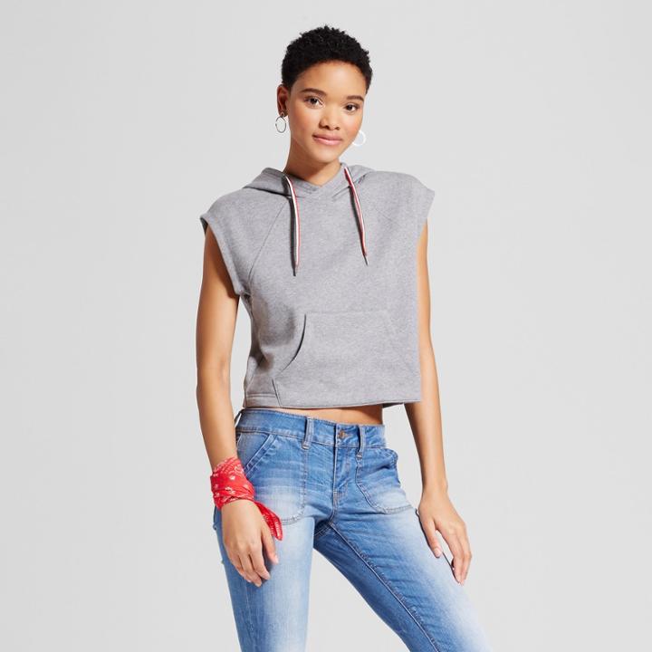 Women's Sleeveless Cropped Hoodie - Mossimo Supply Co. Heather Gray