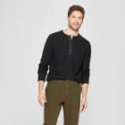 Men's Standard Fit Long Sleeve Textured Henley Shirt - Goodfellow & Co Black