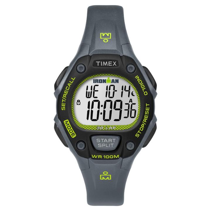 Women's Timex Ironman Classic 30 Lap Digital Watch - Gray/lime Tw5m14000jt, Gray Black