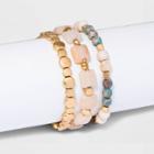 Semi-precious Aventurine And Blue Jasper Stretch Bracelet Set 3pc - Universal Thread Pink