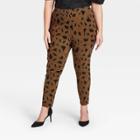 Women's Plus Size Printed High-rise Ankle Length Pants - Who What Wear Brown