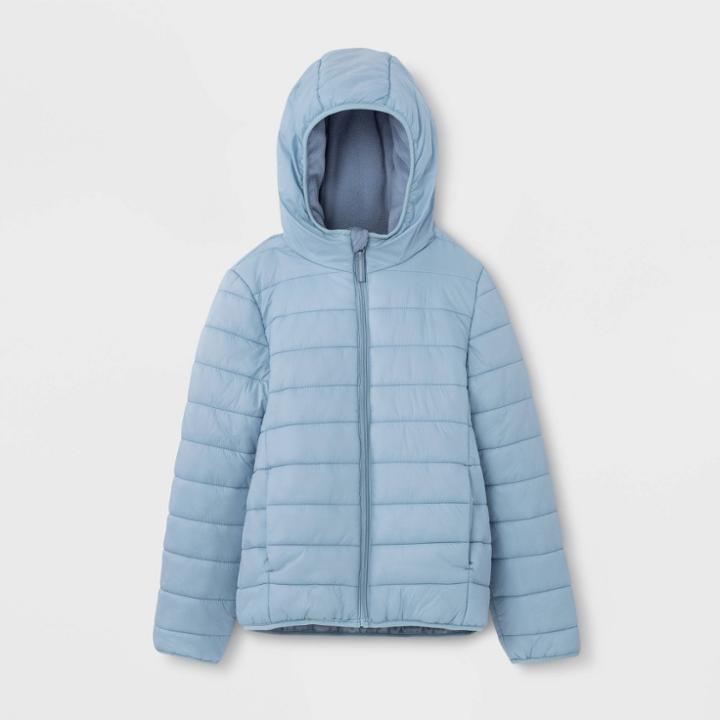 Kids' Lightweight Puffer Jacket - Cat & Jack Light Blue Xs, Kids Unisex