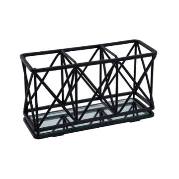 Three Compartment Cosmetic Brush And Pencil Organizer Matte Black - Bath Bliss