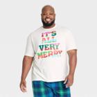 Men's Big & Tall Holiday Very Merry Matching Family Pajama T-shirt - Wondershop Cream
