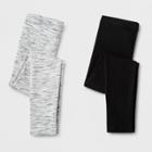 Girls' 2 Pack Leggings - Cat & Jack Black & Heather Gray