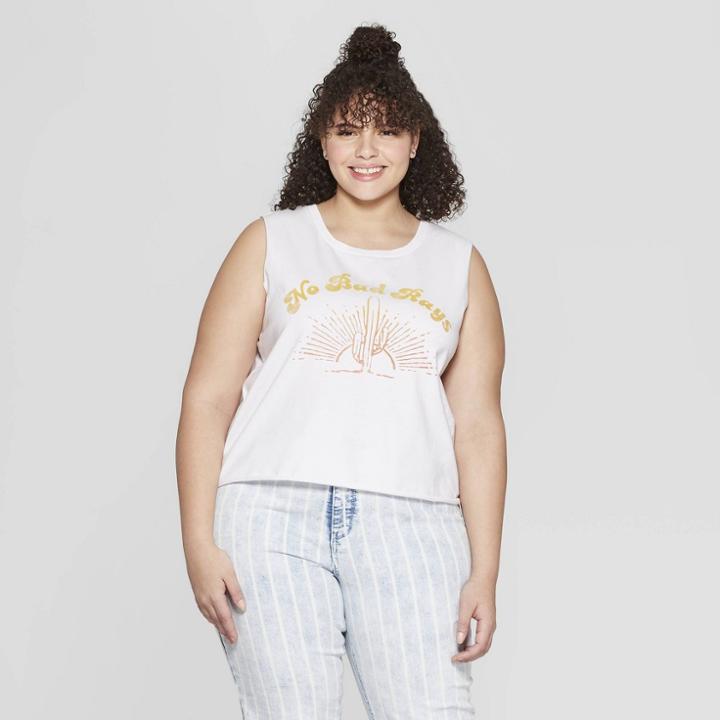 Women's Plus Size No Bad Rays Tank Top - Fifth Sun (juniors') - White