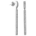 Prime Art & Jewel Sterling Silver Created White Sapphire Modern Vertical Bar Drop Stud Earrings, Girl's