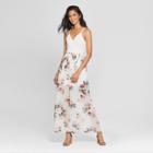 Women's Floral Print V-neck Lace Top Maxi Dress - Lily Star (juniors') Ivory