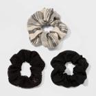 Cotton Fabric Twister Solid And Stripe Print Hair Elastics - Universal Thread Black/ivory