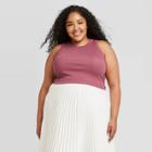 Women's Plus Size Rib Layer Tank Top - A New Day Purple