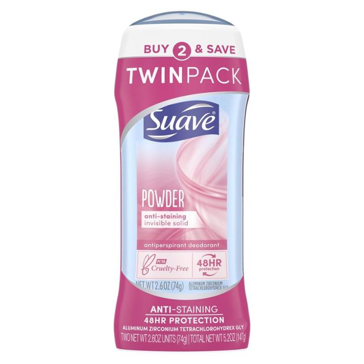 Suave Powder 24-hour Antiperspirant & Deodorant Stick Twin Pack