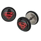 Dc Comics Superman Logo Stainless Steel Screw Back Earrings - Black