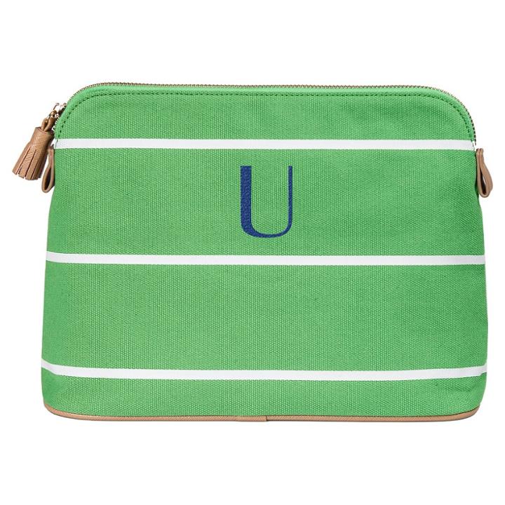 Cathy's Concepts Personalized Green Striped Cosmetic Bag - U
