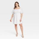 Women's Puff 3/4 Sleeve Dress - A New Day White