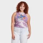 Coca-cola Women's Plus Size Fanta Razor Back Cropped Graphic Tank Top - Purple