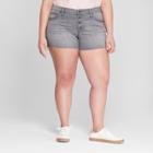 Women's Plus Size Raw Hem Midi Jean Shorts - Universal Thread Gray