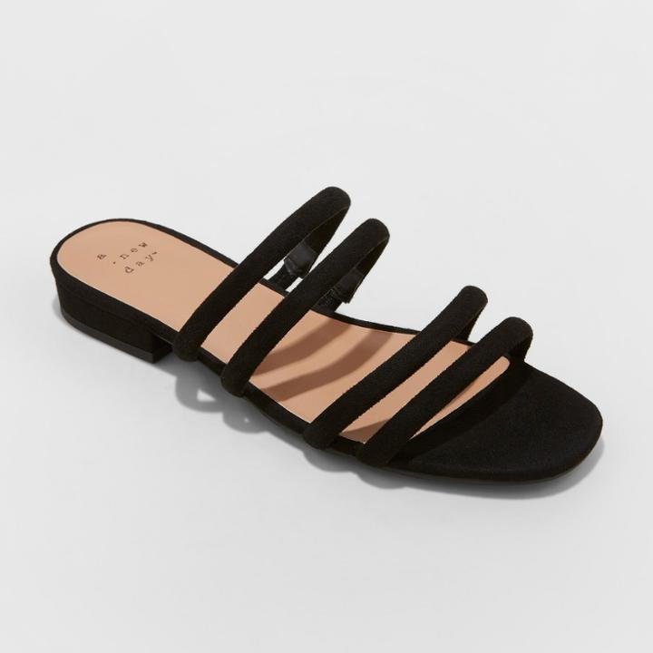 Women's Sophia Strappy Slide Sandals - A New Day Black