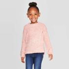 Toddler Girls' Long Sleeve Textured Pullover Sweater - Cat & Jack Light Pink 12m, Toddler Girl's
