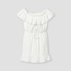 Girls' Ruffle Off The Shoulder Short Sleeve Dress - Art Class White