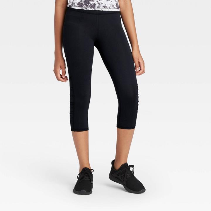 Girls' Ruched Performance Capri Leggings - All In Motion Black