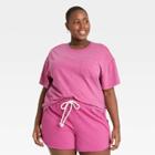 Women's Plus Size Short Sleeve Boxy T-shirt - Universal Thread Pink