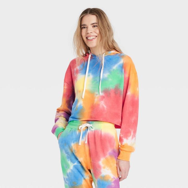 Ev Lgbt Pride Pride Gender Inclusive Adult Rainbow Cropped Hoodie -